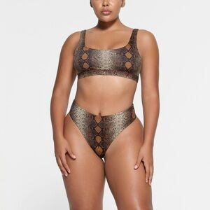 🤎SKIMS SWIM BIKINI MID WAIST BIKINI BOTTOM DESERT SNAKE PRINT S